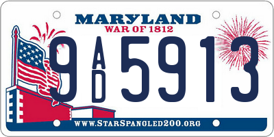 MD license plate 9AD5913