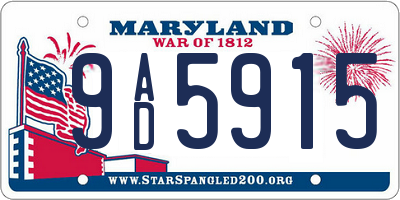 MD license plate 9AD5915