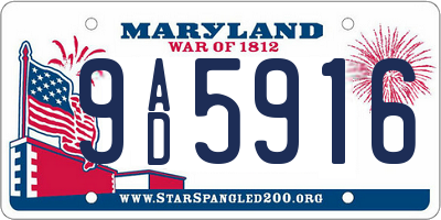 MD license plate 9AD5916
