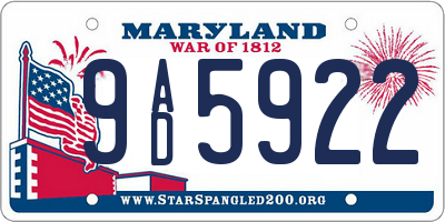 MD license plate 9AD5922