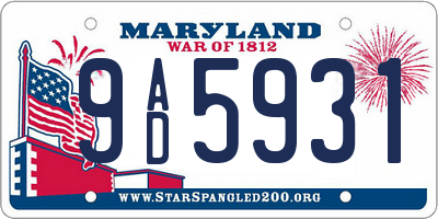 MD license plate 9AD5931