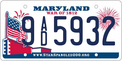 MD license plate 9AD5932