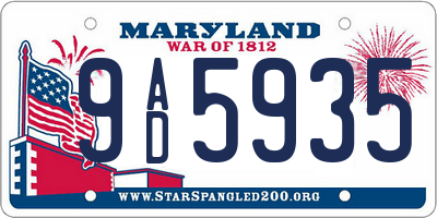 MD license plate 9AD5935