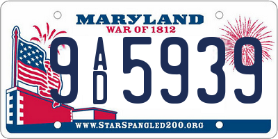 MD license plate 9AD5939