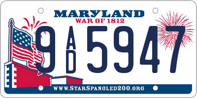 MD license plate 9AD5947