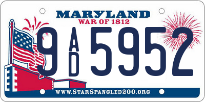 MD license plate 9AD5952