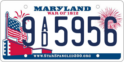MD license plate 9AD5956