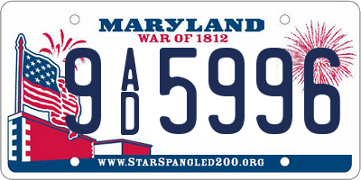 MD license plate 9AD5996