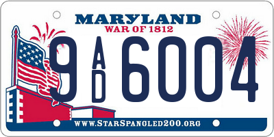 MD license plate 9AD6004