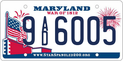 MD license plate 9AD6005