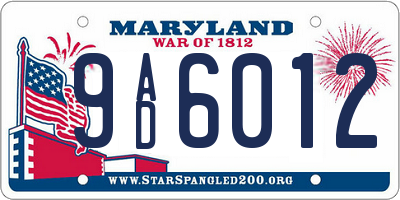MD license plate 9AD6012
