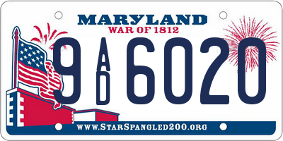MD license plate 9AD6020