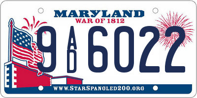 MD license plate 9AD6022