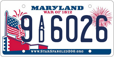 MD license plate 9AD6026