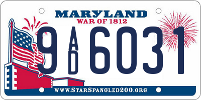 MD license plate 9AD6031