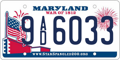MD license plate 9AD6033