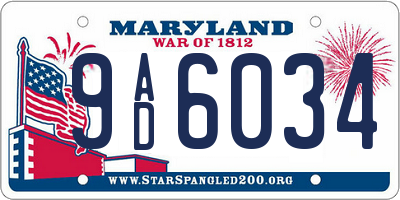 MD license plate 9AD6034