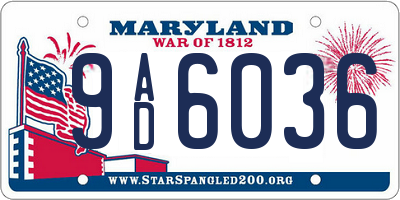MD license plate 9AD6036