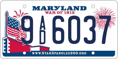 MD license plate 9AD6037