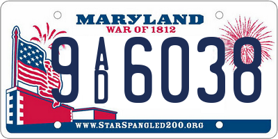 MD license plate 9AD6038