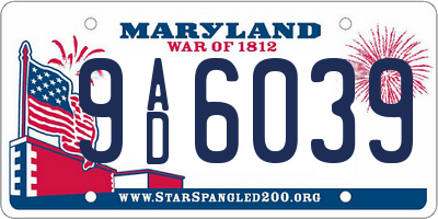 MD license plate 9AD6039