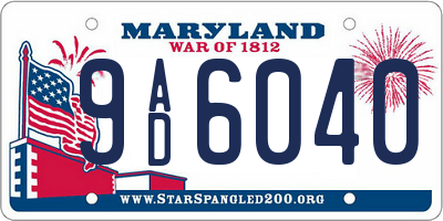 MD license plate 9AD6040