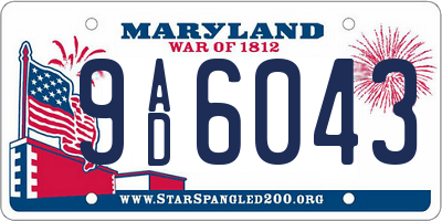MD license plate 9AD6043