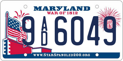MD license plate 9AD6049