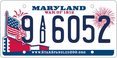 MD license plate 9AD6052