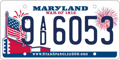 MD license plate 9AD6053