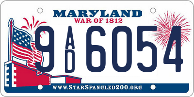 MD license plate 9AD6054