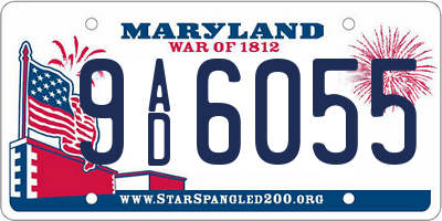 MD license plate 9AD6055