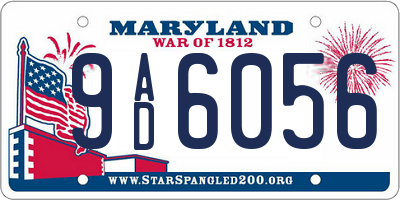 MD license plate 9AD6056