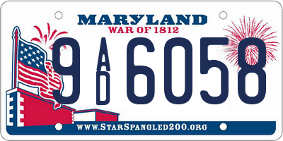 MD license plate 9AD6058