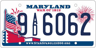 MD license plate 9AD6062