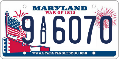 MD license plate 9AD6070