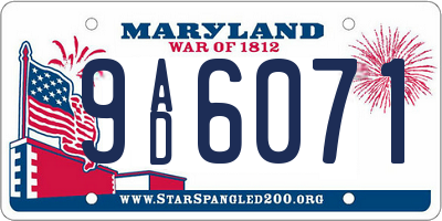 MD license plate 9AD6071