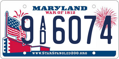 MD license plate 9AD6074