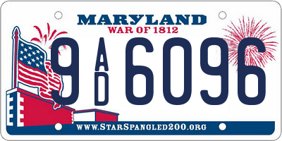 MD license plate 9AD6096
