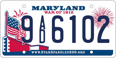 MD license plate 9AD6102