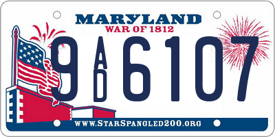 MD license plate 9AD6107