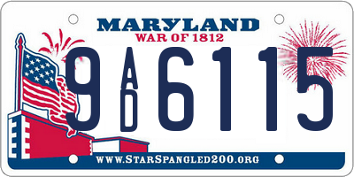 MD license plate 9AD6115