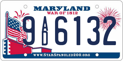 MD license plate 9AD6132