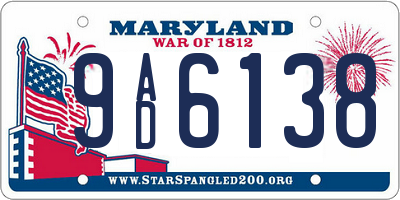 MD license plate 9AD6138