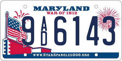 MD license plate 9AD6143