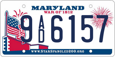 MD license plate 9AD6157