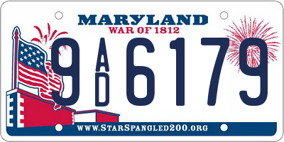 MD license plate 9AD6179