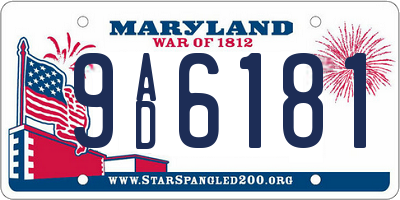 MD license plate 9AD6181