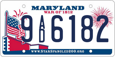 MD license plate 9AD6182