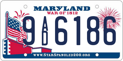 MD license plate 9AD6186